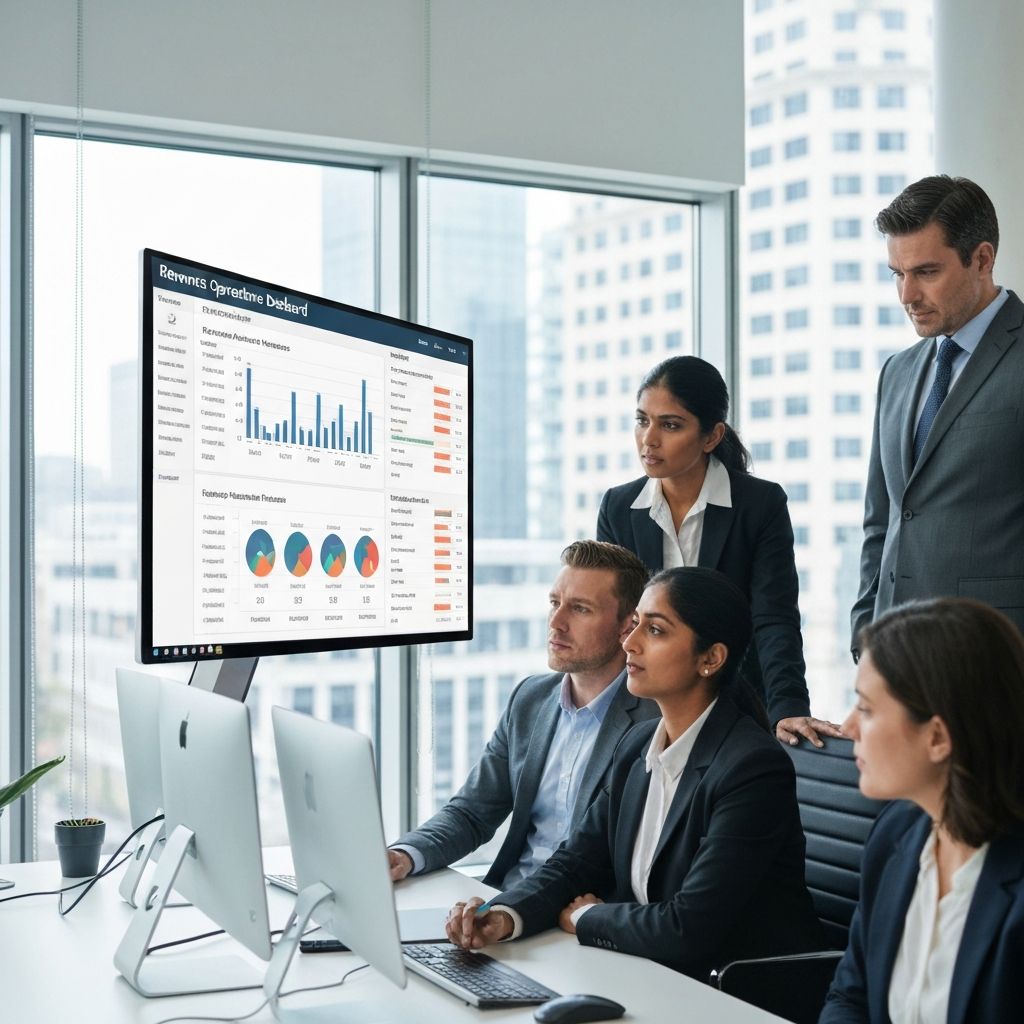 Professional business team analyzing revenue operations